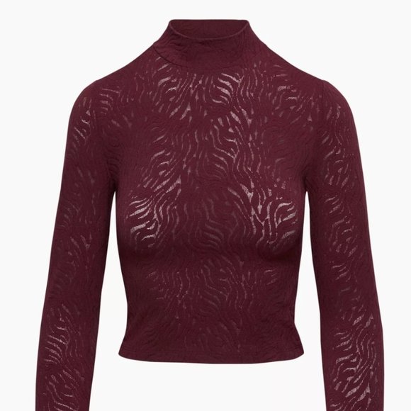 NWT Aritzia Babaton Shapelace Mockneck Maroon - Picture 1 of 3